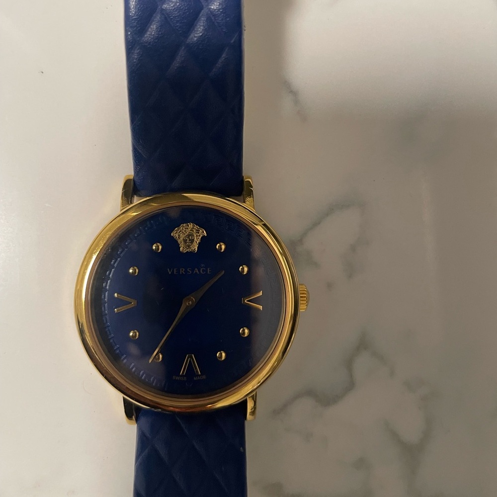 Versace unisex Royal Blue and Gold Timepiece